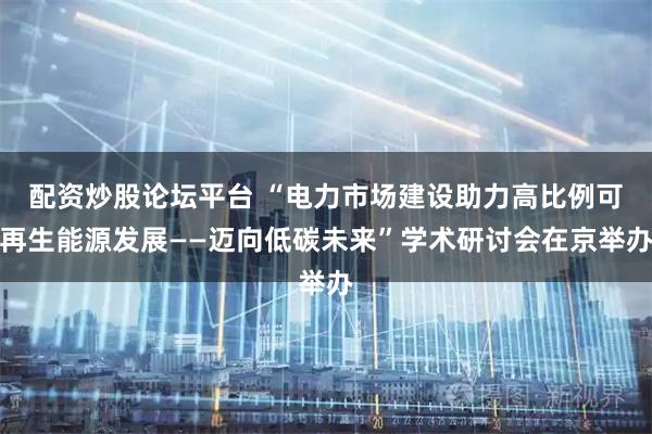 配资炒股论坛平台 “电力市场建设助力高比例可再生能源发展——迈向低碳未来”学术研讨会在京举办